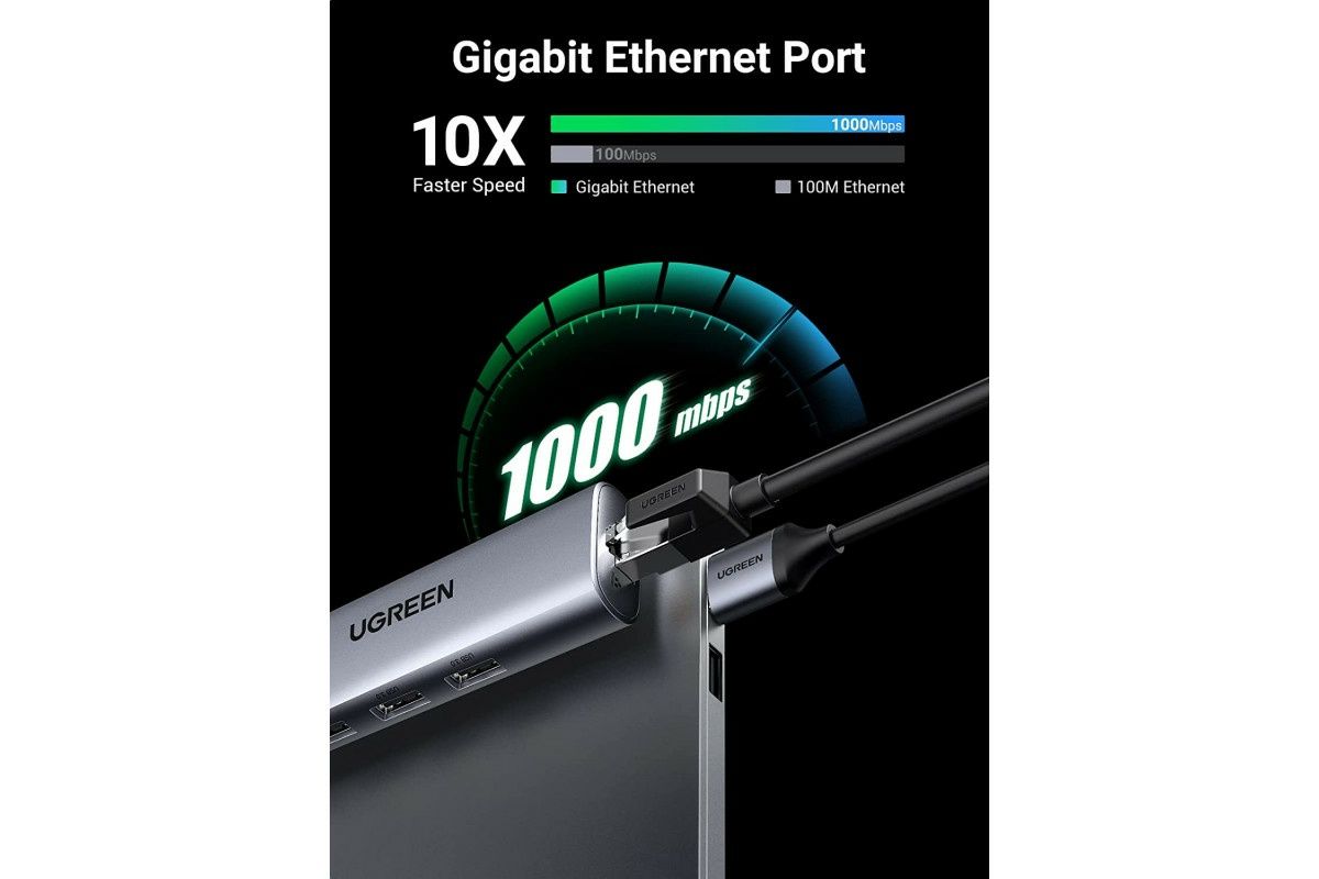 UGREEN USB 3.0 хаб + Gigabit Ethernet адаптер 1000 Мбіт/с RJ45 60812