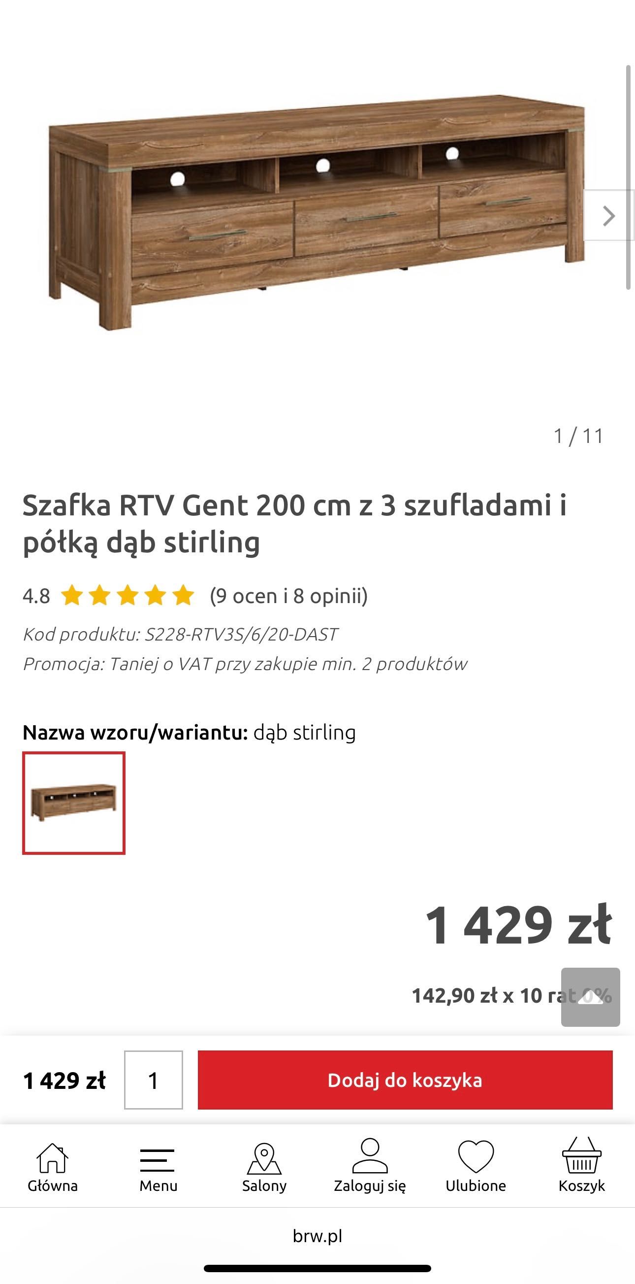 Stół rozkładany i szafka RTV Dąb stirling