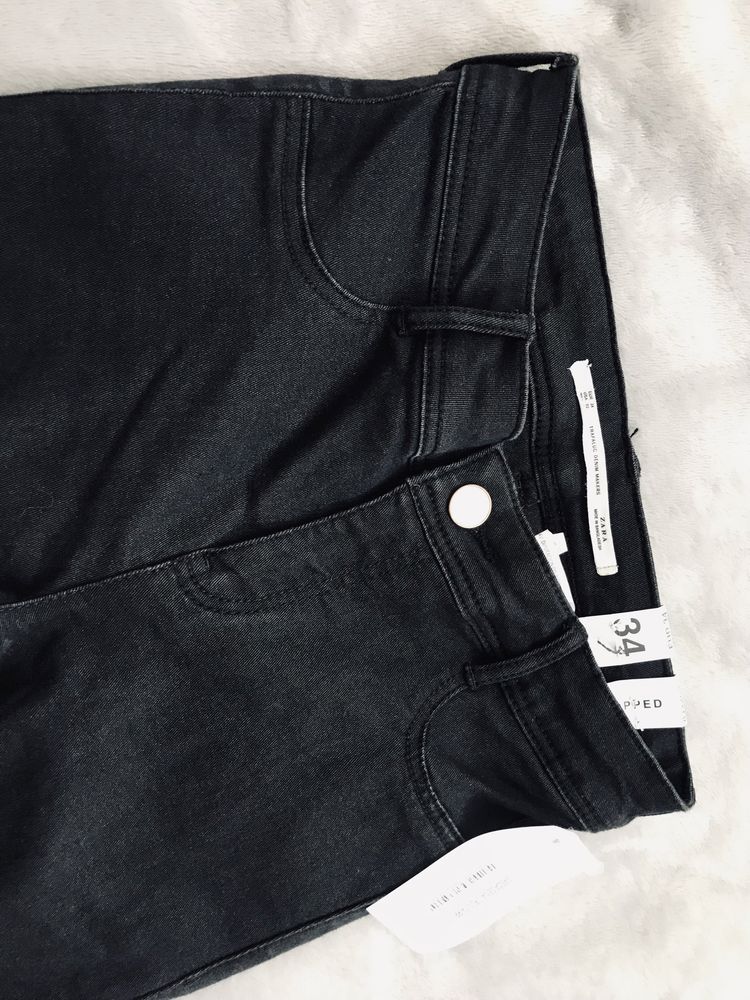 Zara 34 Cropped spodnie Jeansy Nowe Czarne Metki