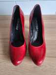Buty damskie, czerwone, lakierki, szpilka, skóra naturalna,  38,