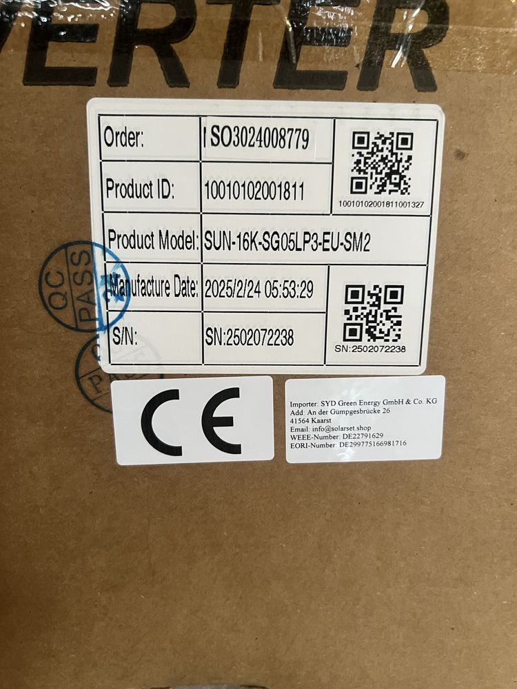 Гибридный инвертор Deye SUN-16K-SG05LP3,гібрідний інвертор 5,6,10,12кв