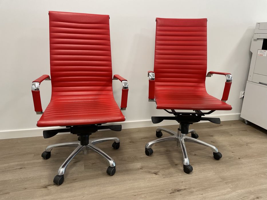 Krzesło Krzesła biurowe, fotel obrotowy czerwony ekoskóra