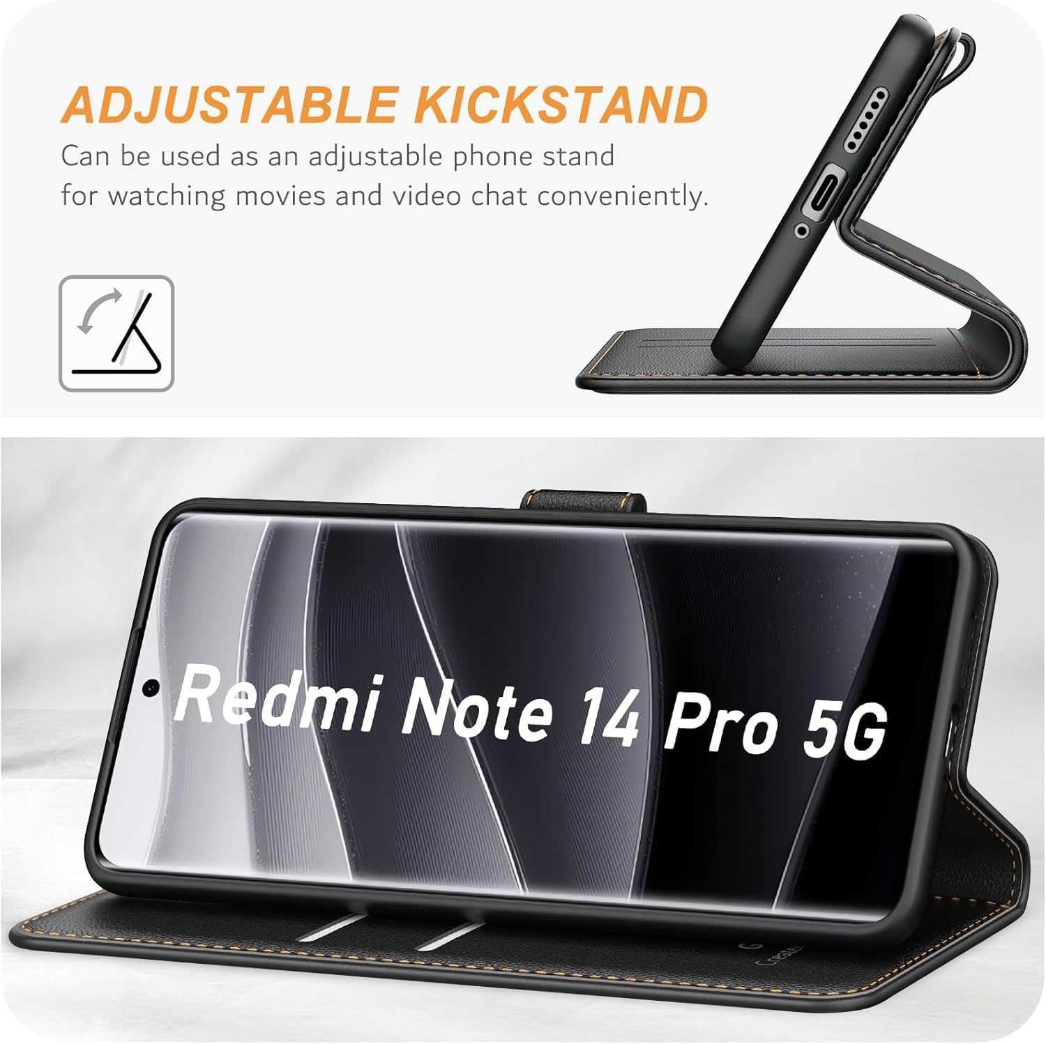 Etui z klapką do Xiaomi, Redmi Note 14 4G czarny