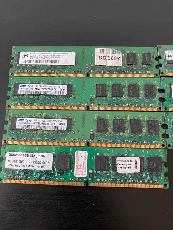 Pamięć RAM DDR2 – 11 GB łącznie – różne marki