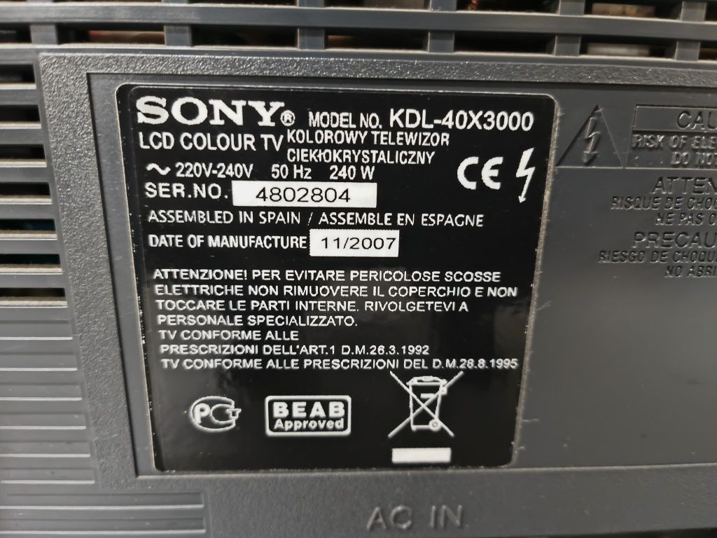 TV Sony KDL-40X3000