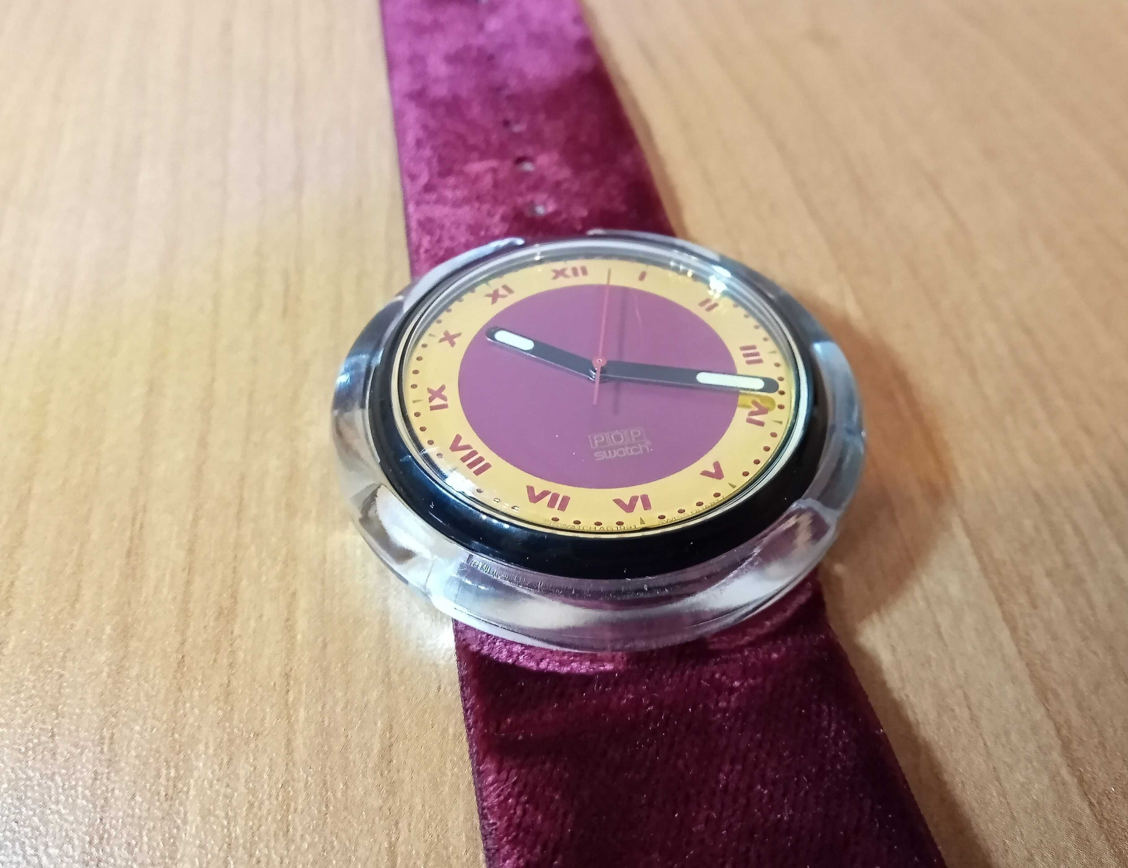 Винтажные часы SWATCH POP Red Velvet. Швейцария