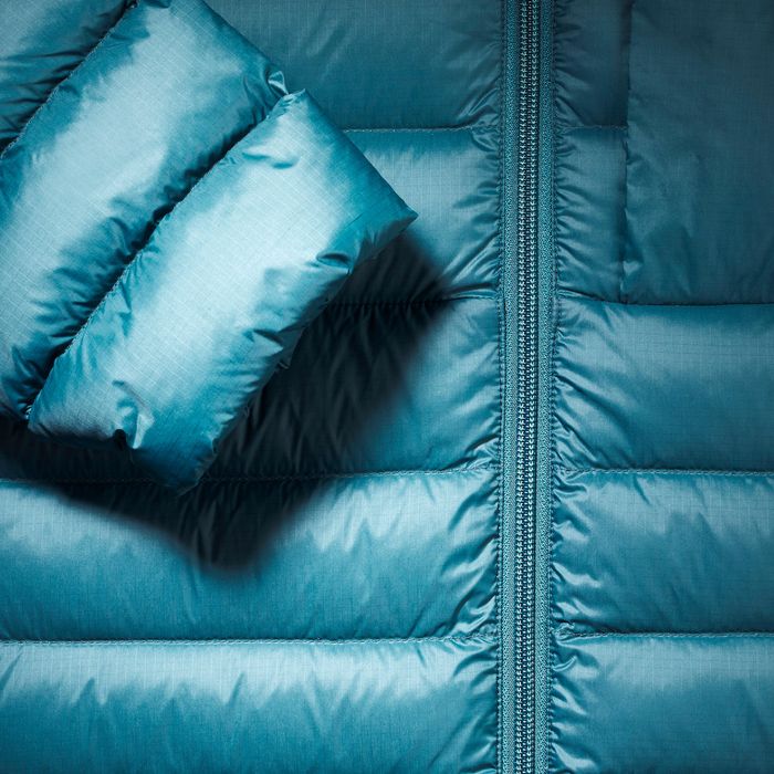 Casaco de penas de Trekking montanha com capuz Azul - MT500 -10°C -