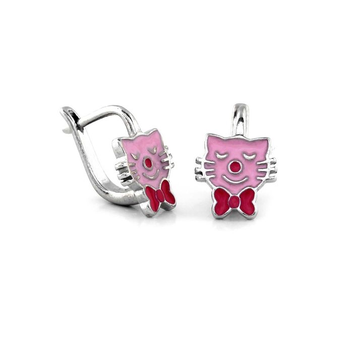 Cudowne SREBRNE kolczyki KOTKI emaliowane PRÓBA 925