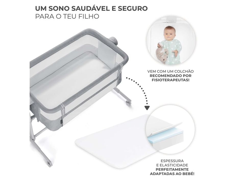 Berço Kinderkraft Neste Up tipo Next to Me – Excelente estado