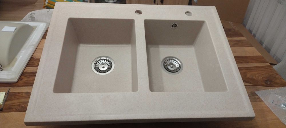 Nowy zlewozmywak naszafkowy granitowy Logan 80x60, bateria, dozownik