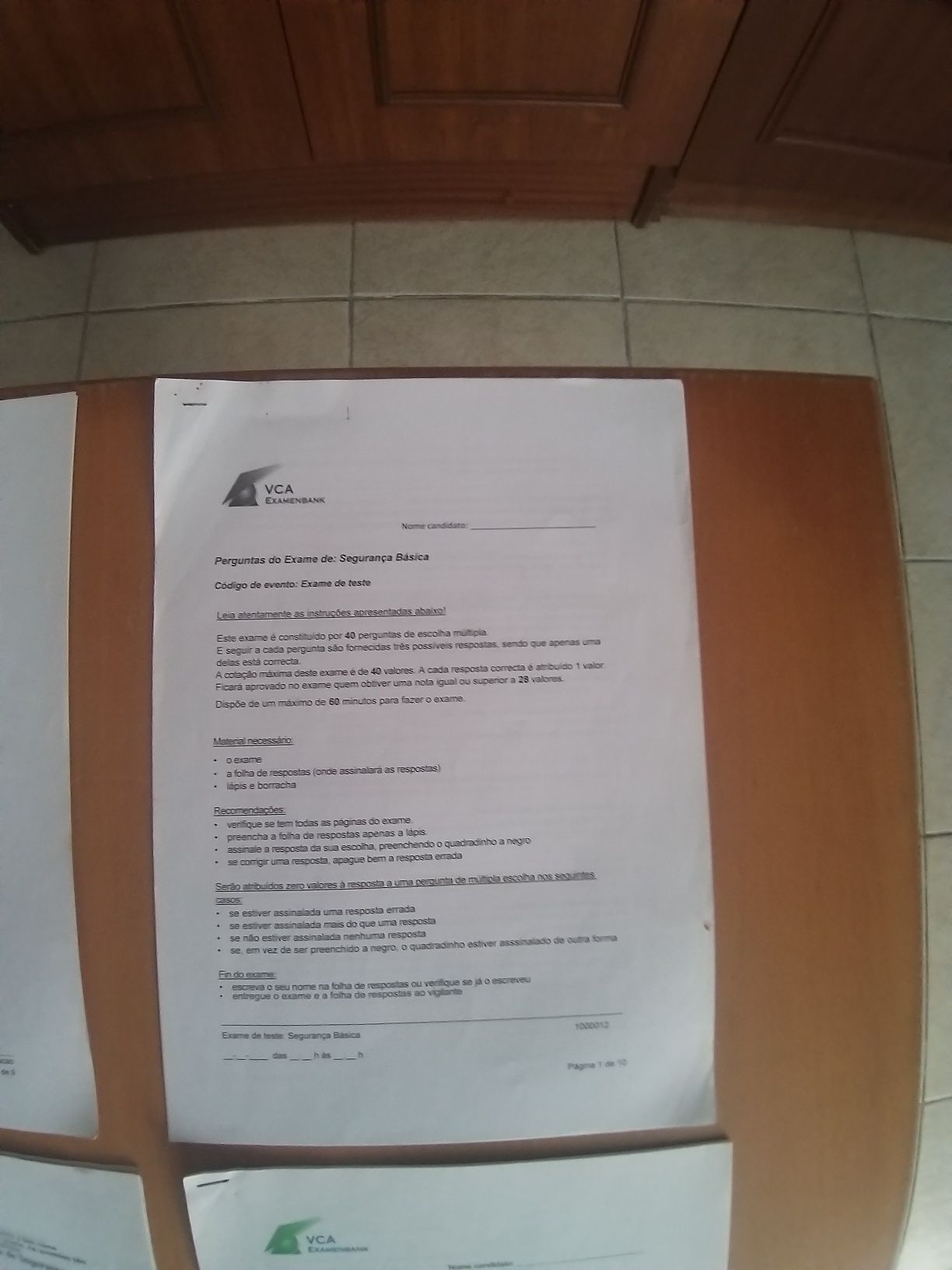 Passaporte de segurança Testes de VCA ,basico e supervisor tubistas