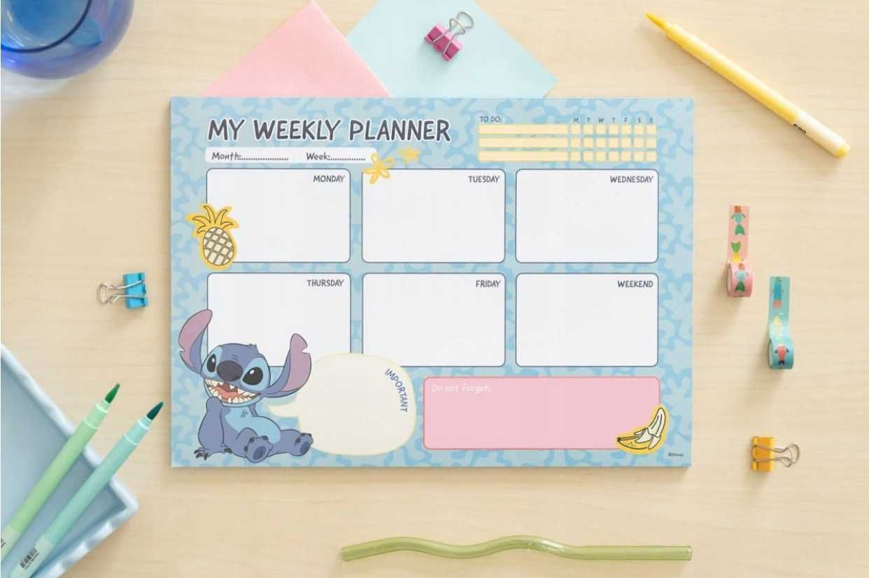 Disney Lilo i Stitch planer tygodniowy A4 Sticz do szkoły