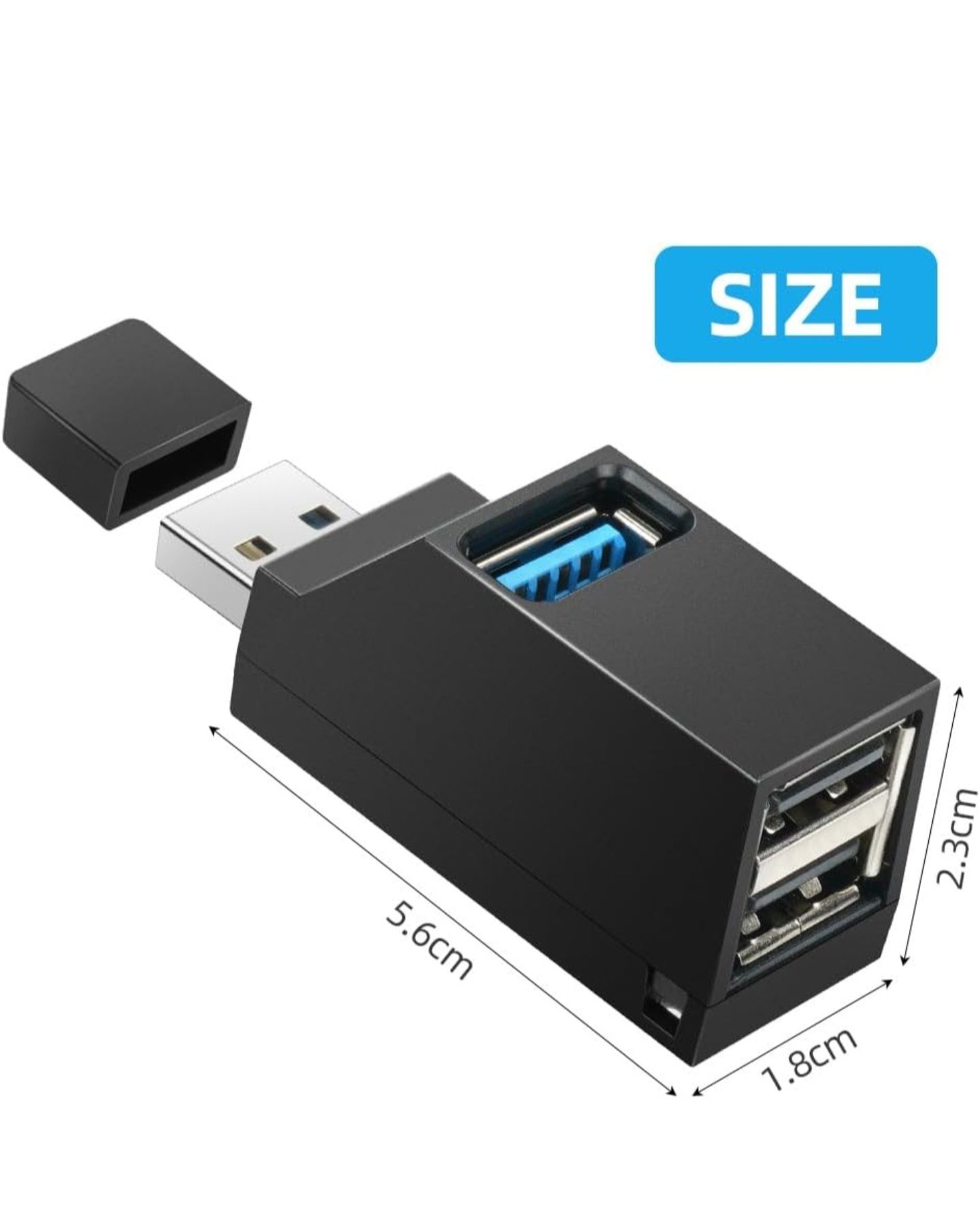 NOVO - Mini Hub USB – 3 Portas (1x USB 3.0 + 2x USB 2.0)
