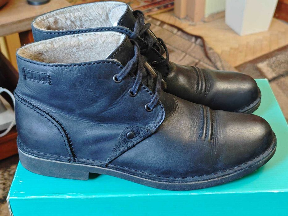 Зимові шкіряні чоловічі черевики Clarks р.43