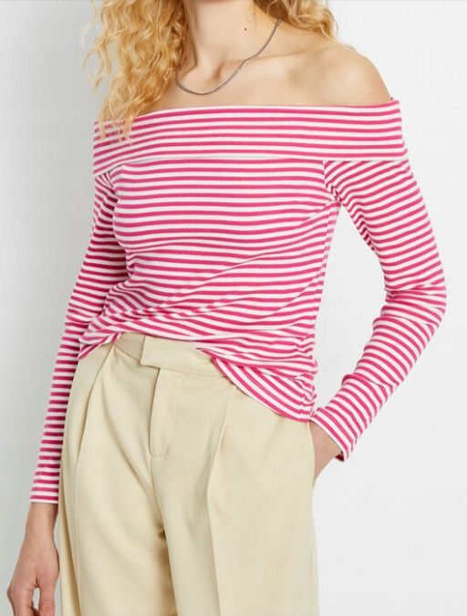 B.P.C bawełniana bluzka carmen w paski ^48/50