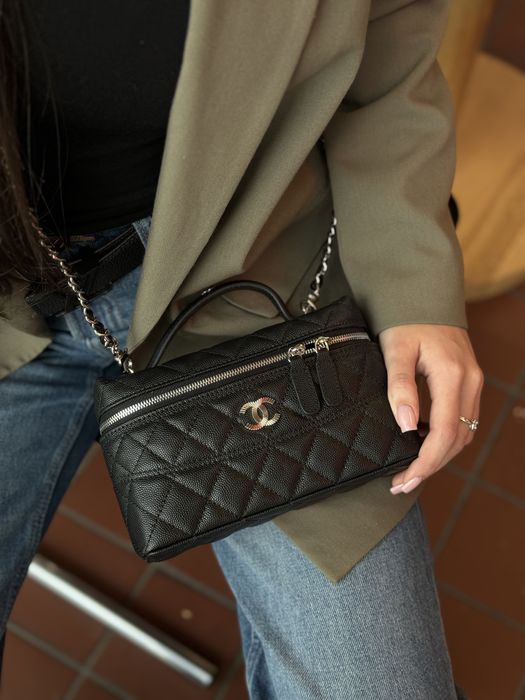 Сумка в стилі Chanel Caviar Quilted CC Top Handle Long Vanity
