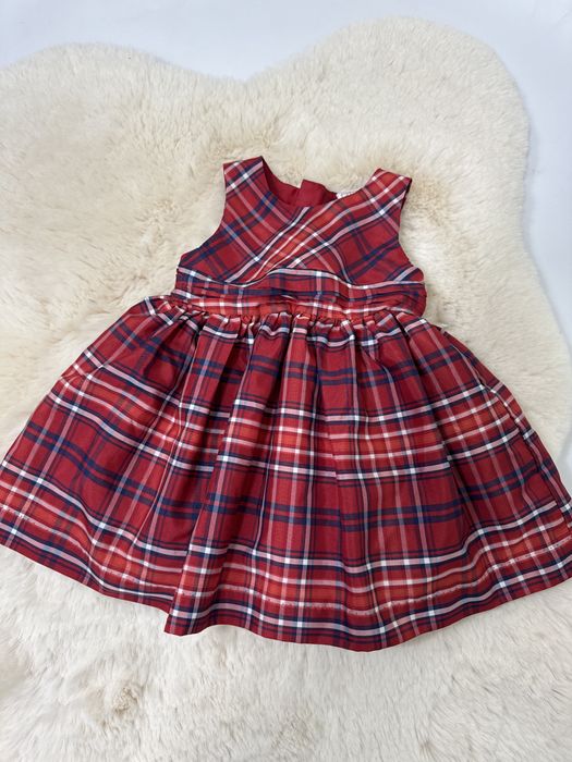 Czerwona sukienka 74 swiateczna w kratke elegancka