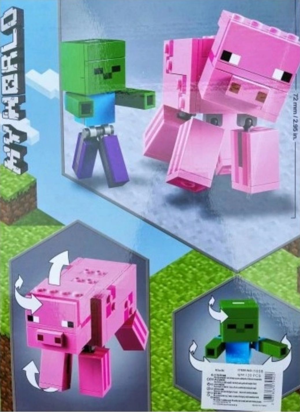 Klocki Minecraft MyWorld Świnia i Małe Zombie