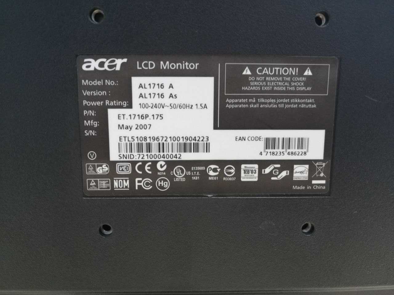Монітор Acer AL1716As