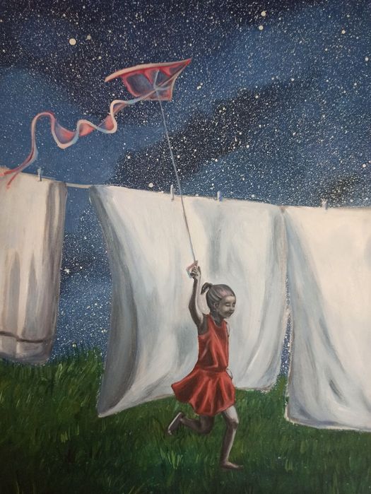 Obraz olejny duży surrealistyczny poziomy 100x80cm kosmos galaktyka