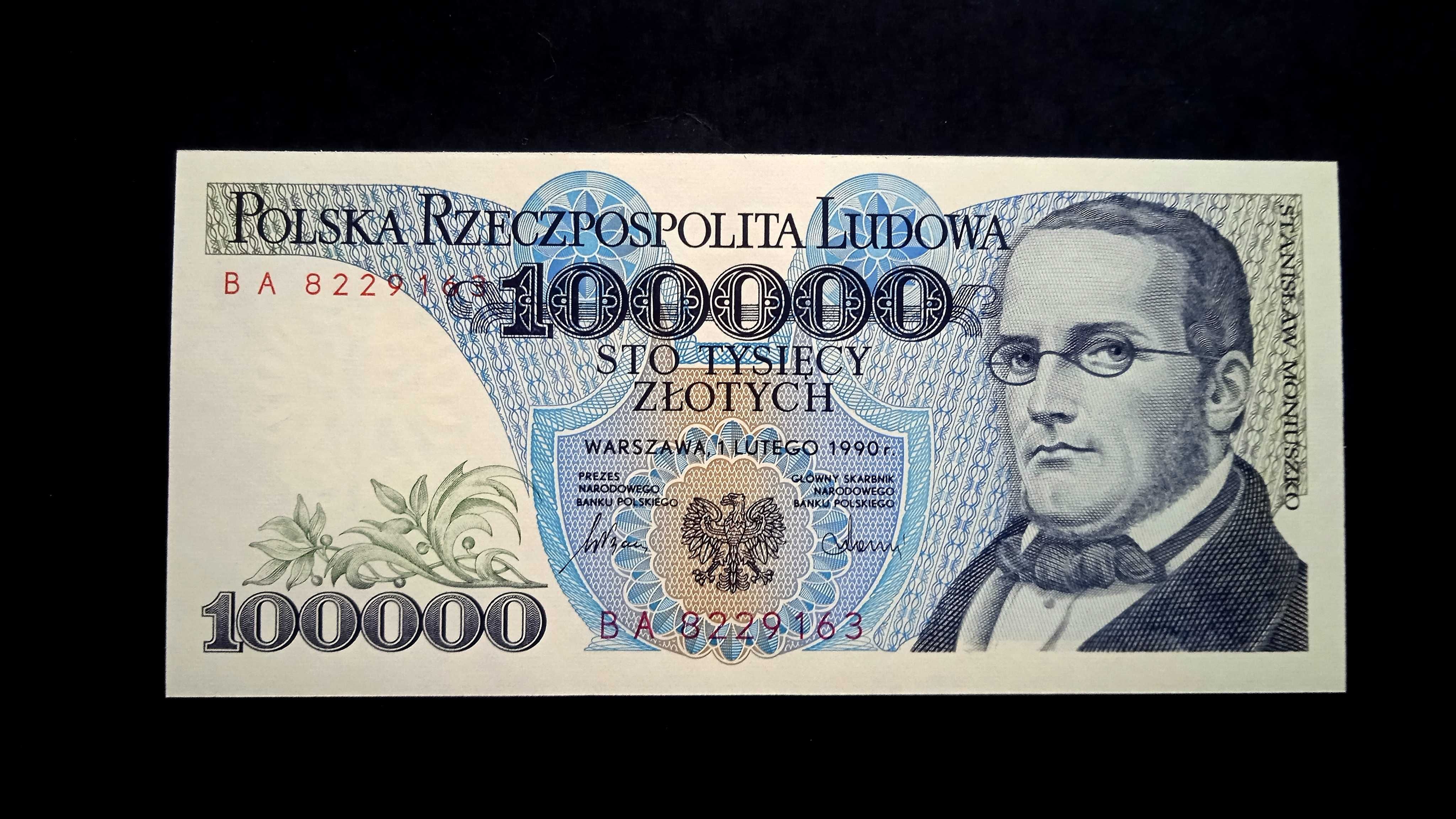 Banknot PRL 100000 zł 1990  st.1 UNC