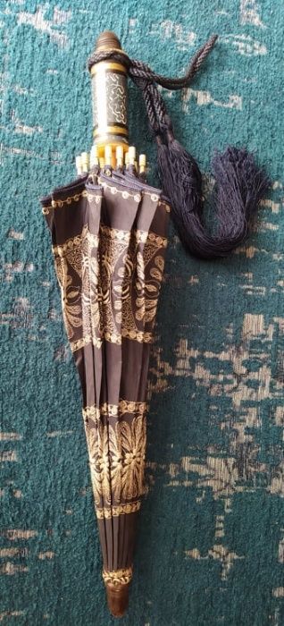 sombrinha antiga seda bordada