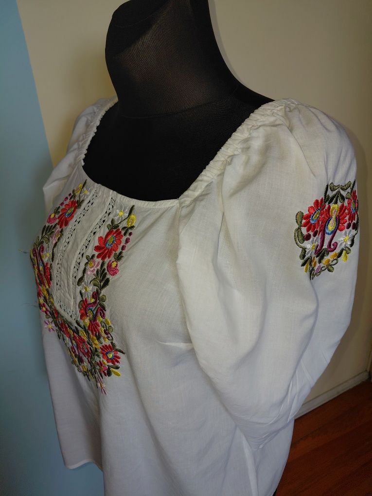 Śliczna bluzeczka folk boho bawełna z haftem MONSOON r. M/L