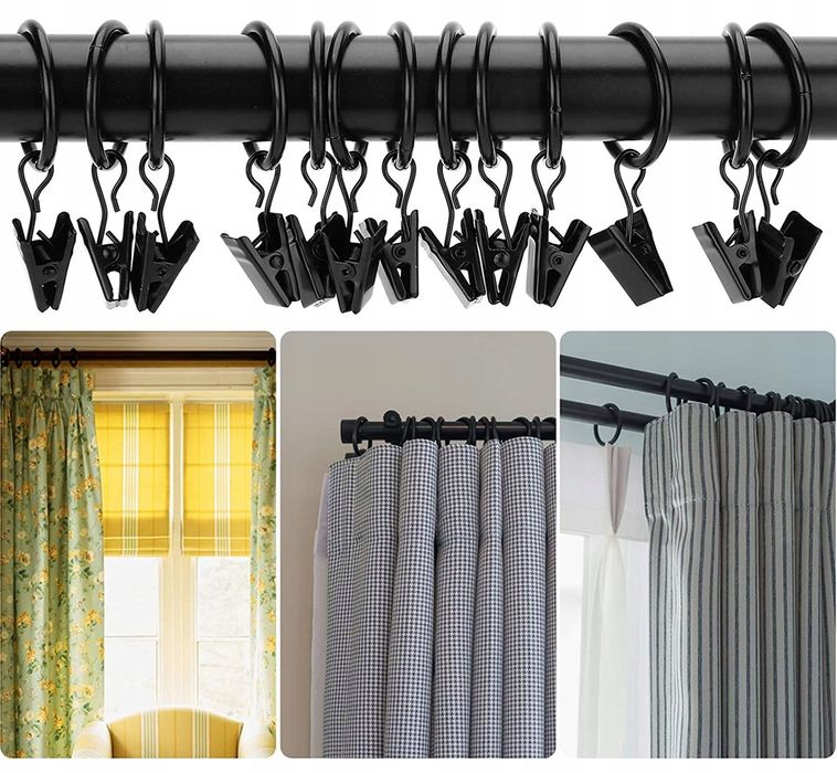 KÓŁKO z żabką metalowe na karnisz czarne 10szt 3cm