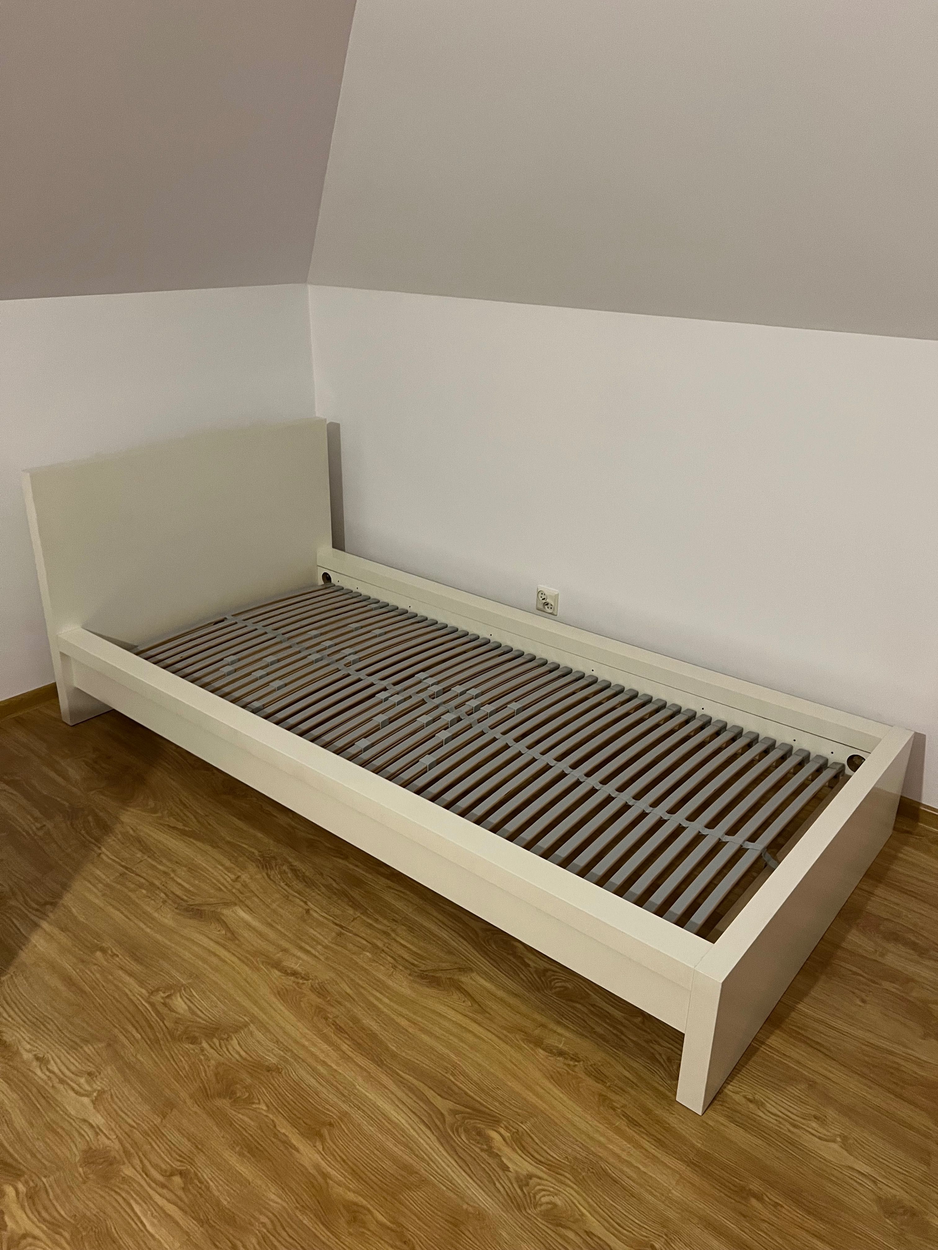 Łóżko rama łóżka z wkładem i materacem Malm Ikea białe 90x200 cm