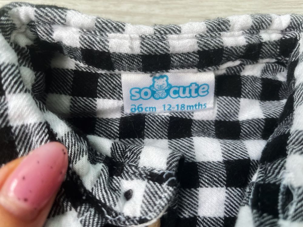 Body koszulowe chłopięce w czarno białą kratę So Cute 86