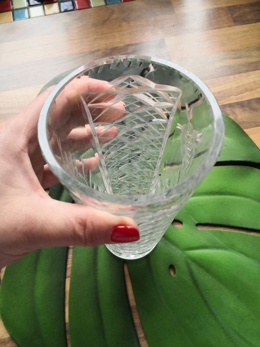 Wazon PRL, lata 60, kryształ, 21 cm