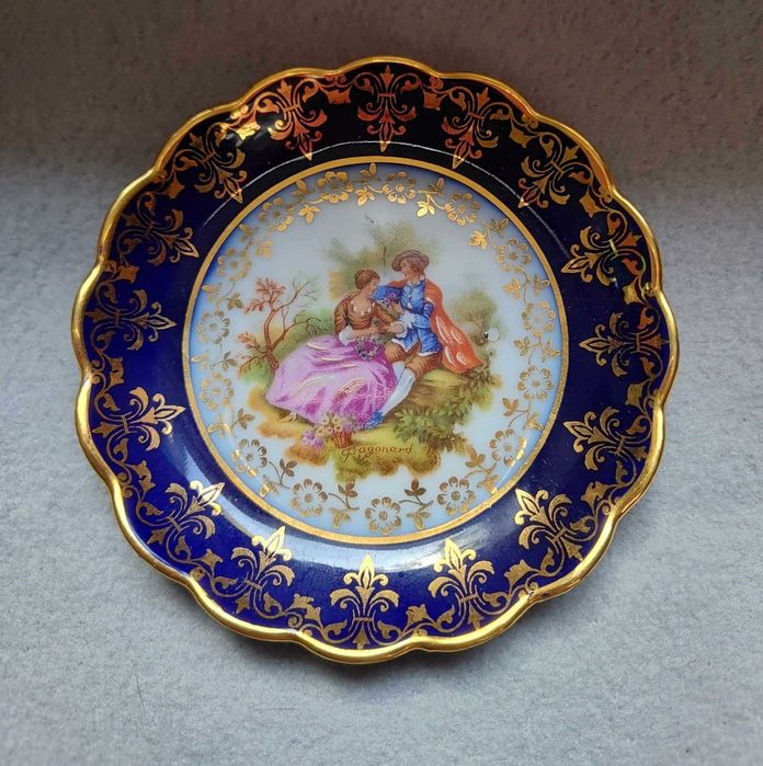 Limoges konfiturówka kobalt-złoto.