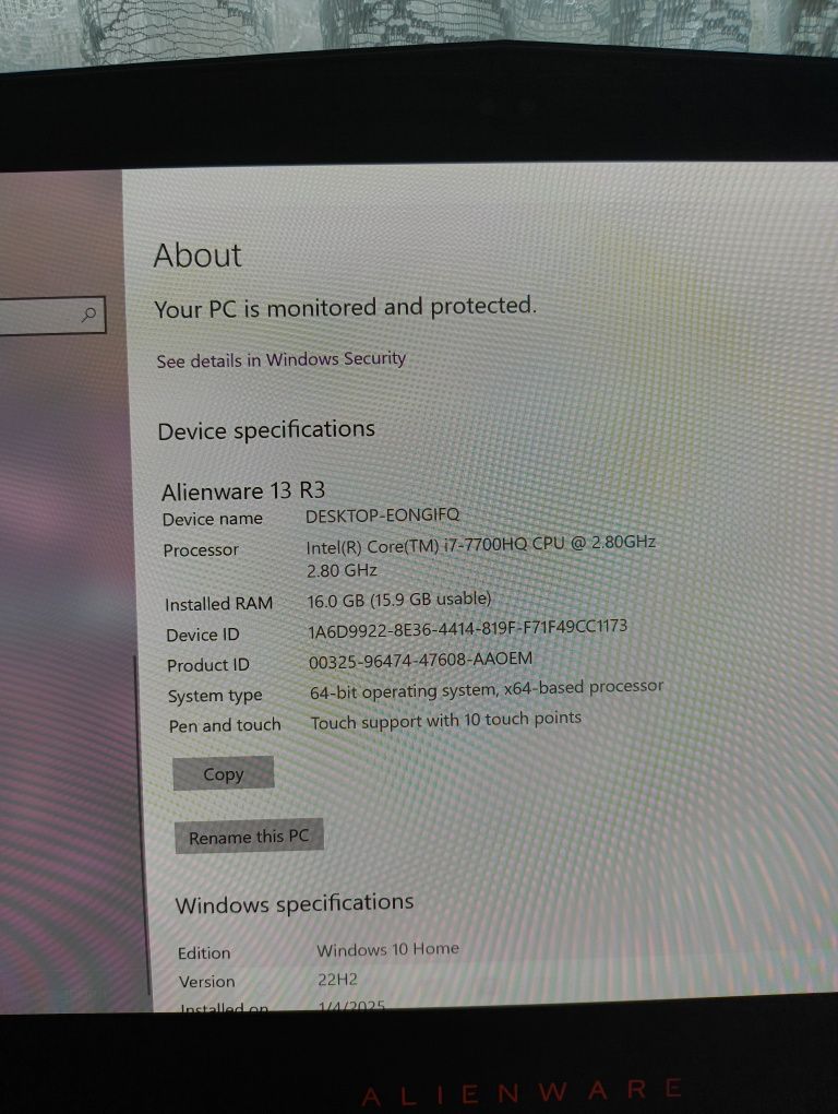 Dotykowy Laptop Alienware 13 r3
