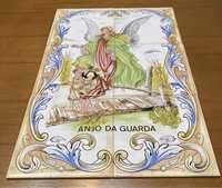 Painel de 6 azulejos pintados á mão com o anjo da guarda