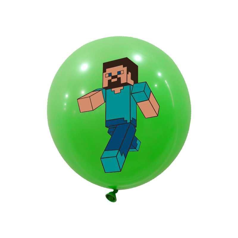 Balony lateksowe Minecraft Steve Pixel Creeper zestaw 12 szt dekoracja