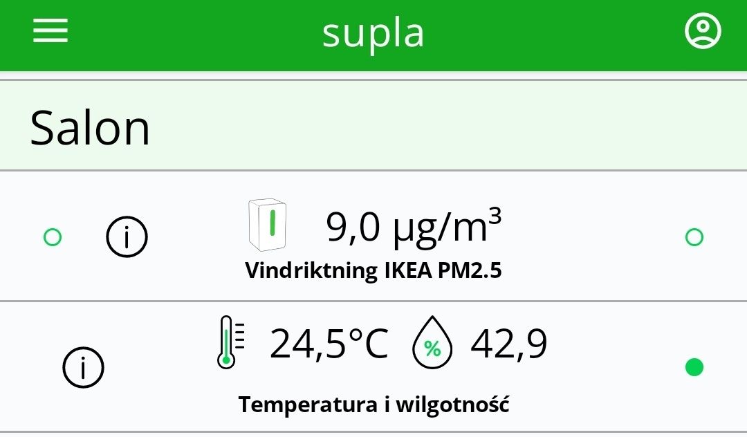 Czujnik temperatury wilgotności jakości powietrza IKEA Supla Tasmota