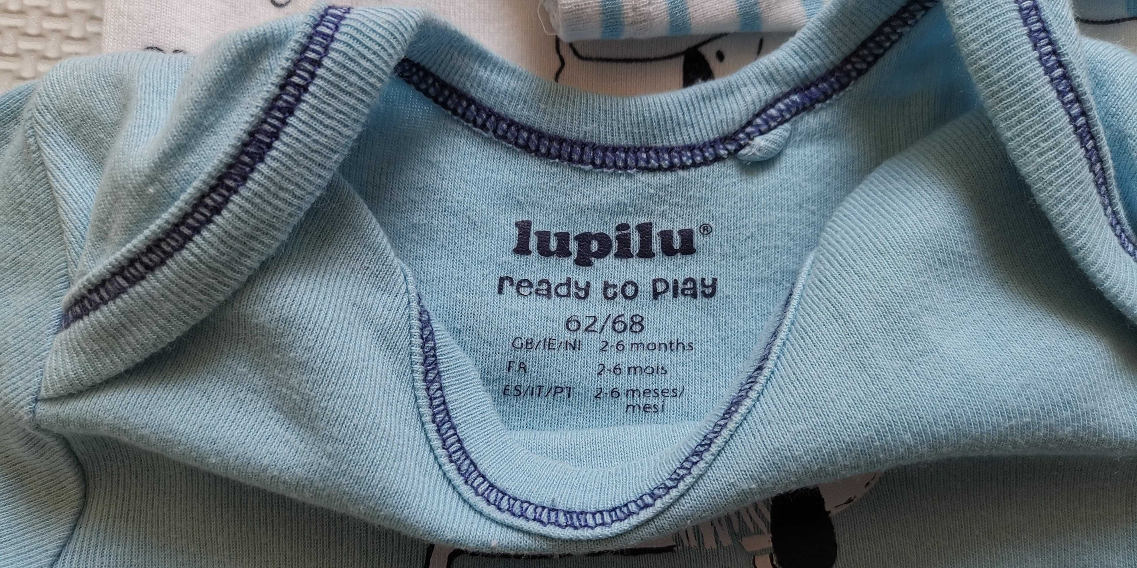 Lupilu body 62 68 długi rękaw 4 sztuki pakiet komplet
