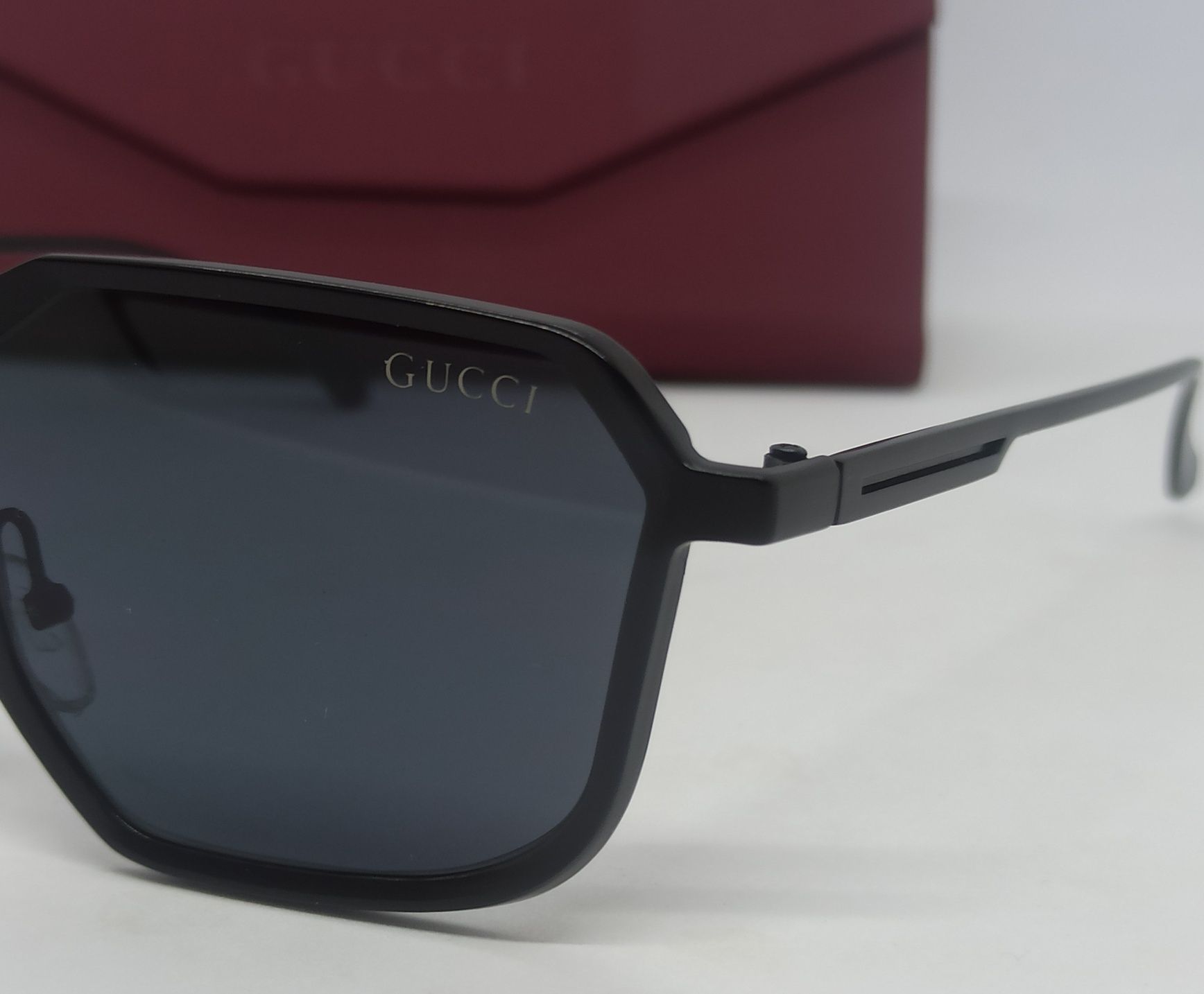 Gucci стильные красивые мужские очки черные в черной металл оправе