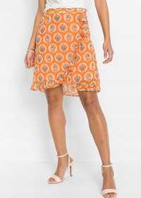 B.P.C spódnica szyfonowa pomarańczowa we wzory 42.