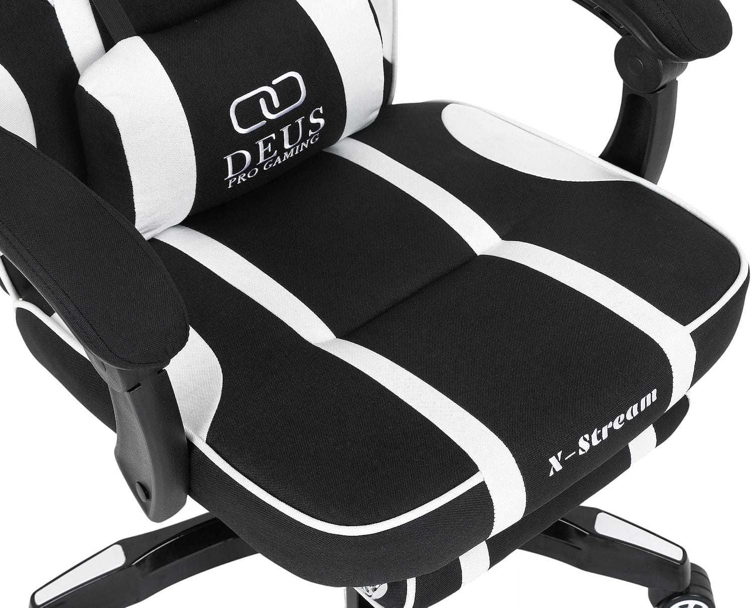 Fotel Gamingowy z podnóżkiem X-Stream z tkaniny Czarno-biały