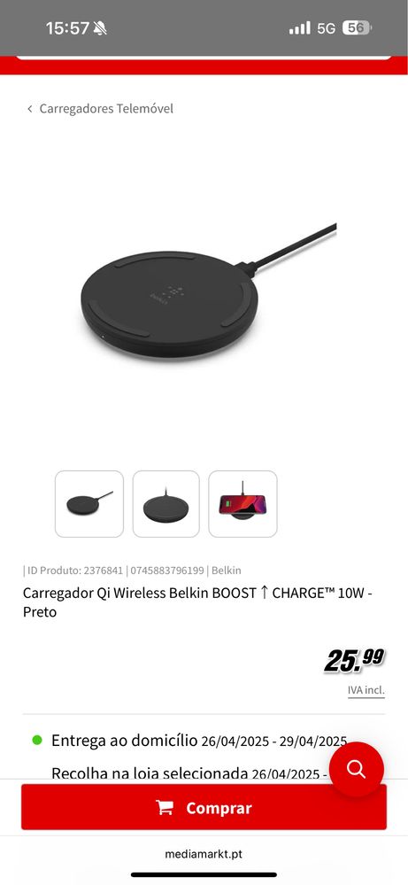 Carregador wireless belkin