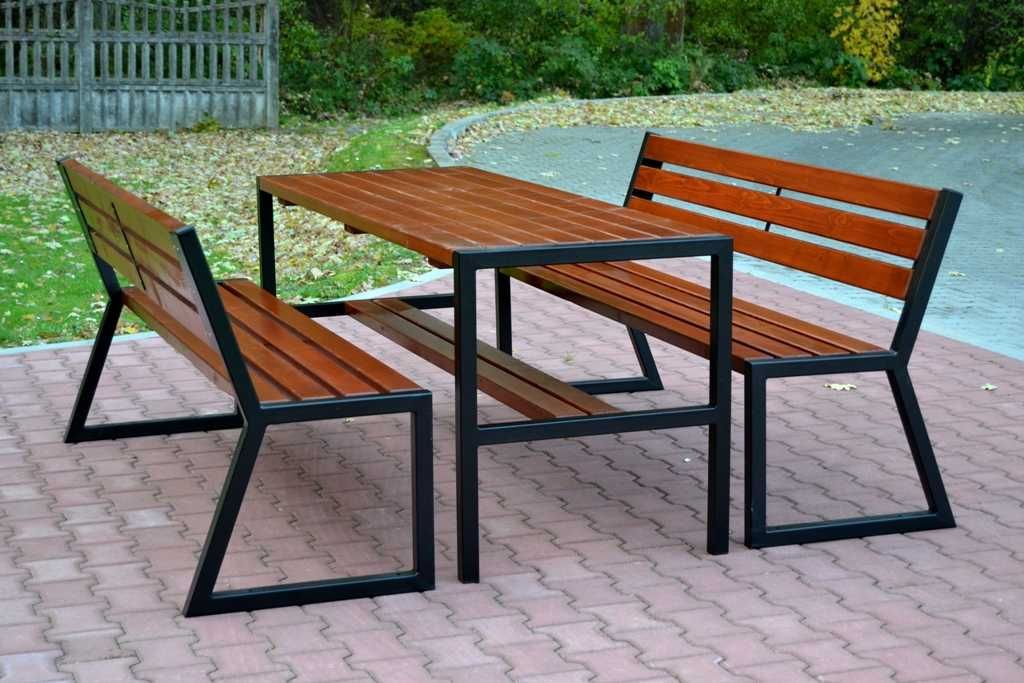 komplety ogrodowe piknikowe tarasowe meble ławka stół zestaw stalowy