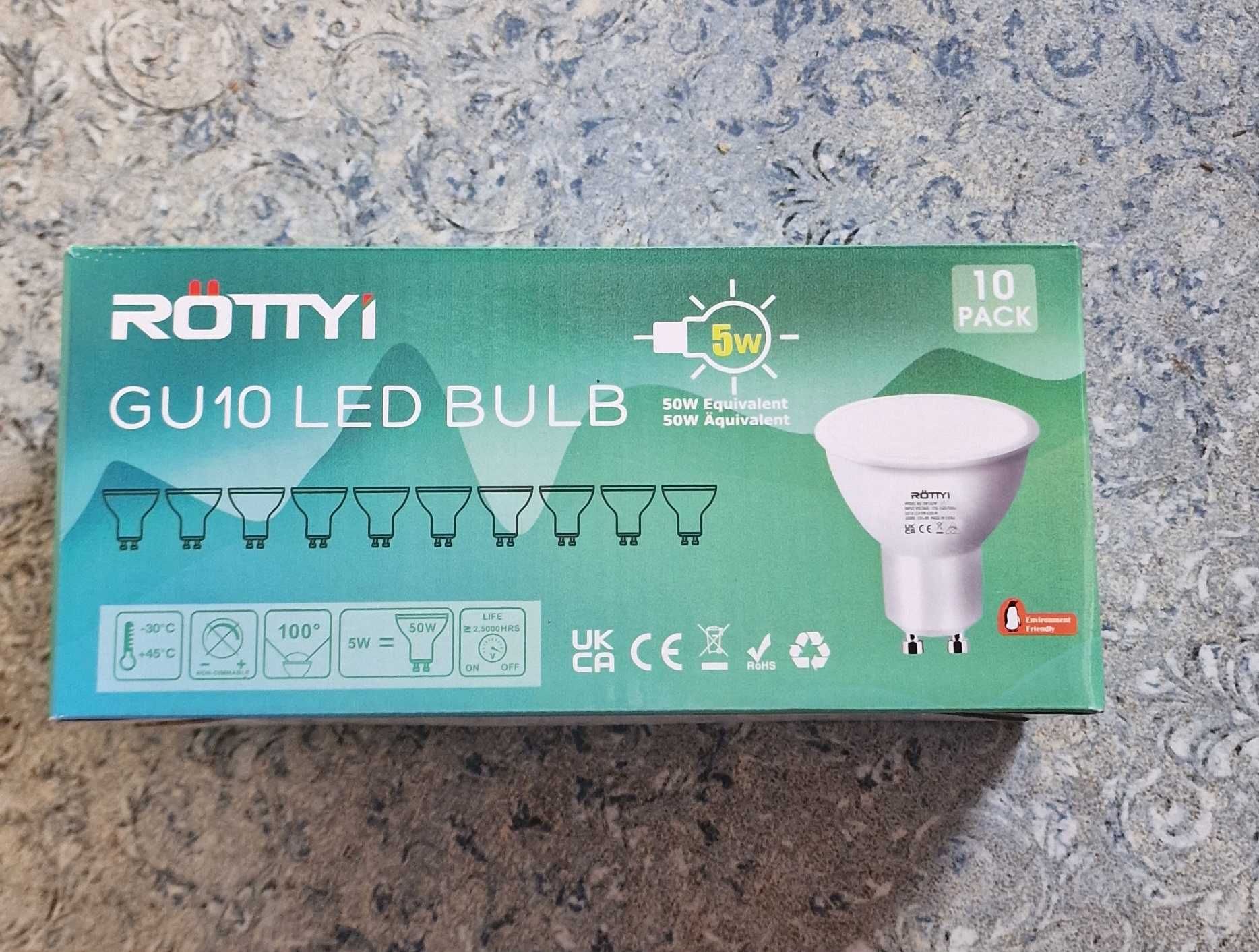 Żarówki LED  GU10 - 10szt./ 5 W / 6500K - 450 lm