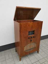 Stare szwedzkie radio LUXOR wraz z gramofonem sygnowanym DIORA.