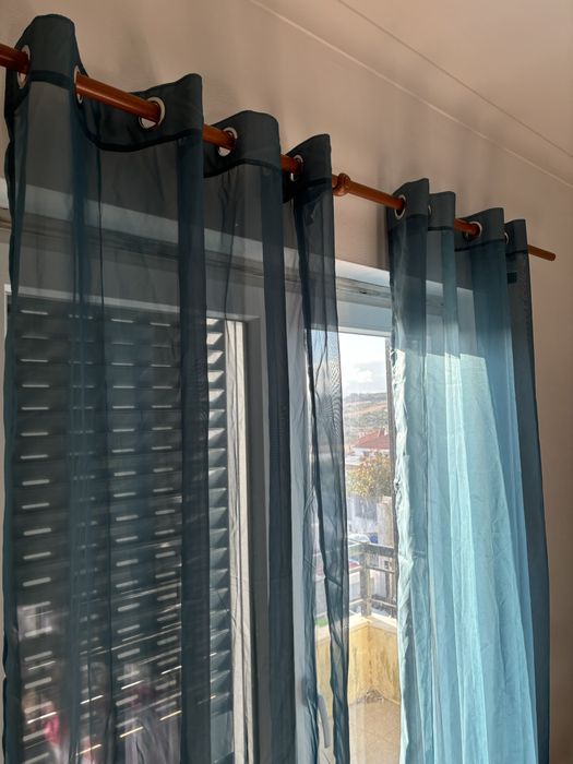 2 cortinados azul petróleo la redoute 140x180