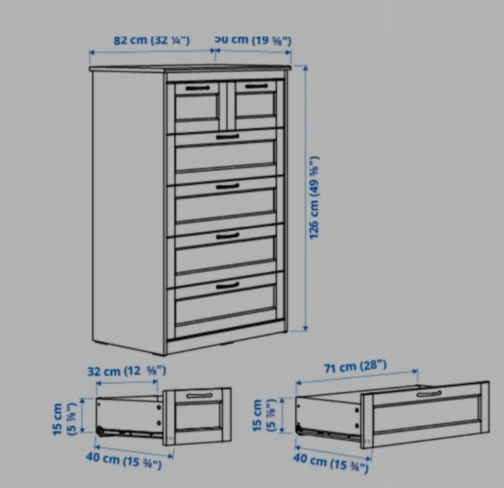 komoda  SONGESAND brązowa ikea 6 szuflad