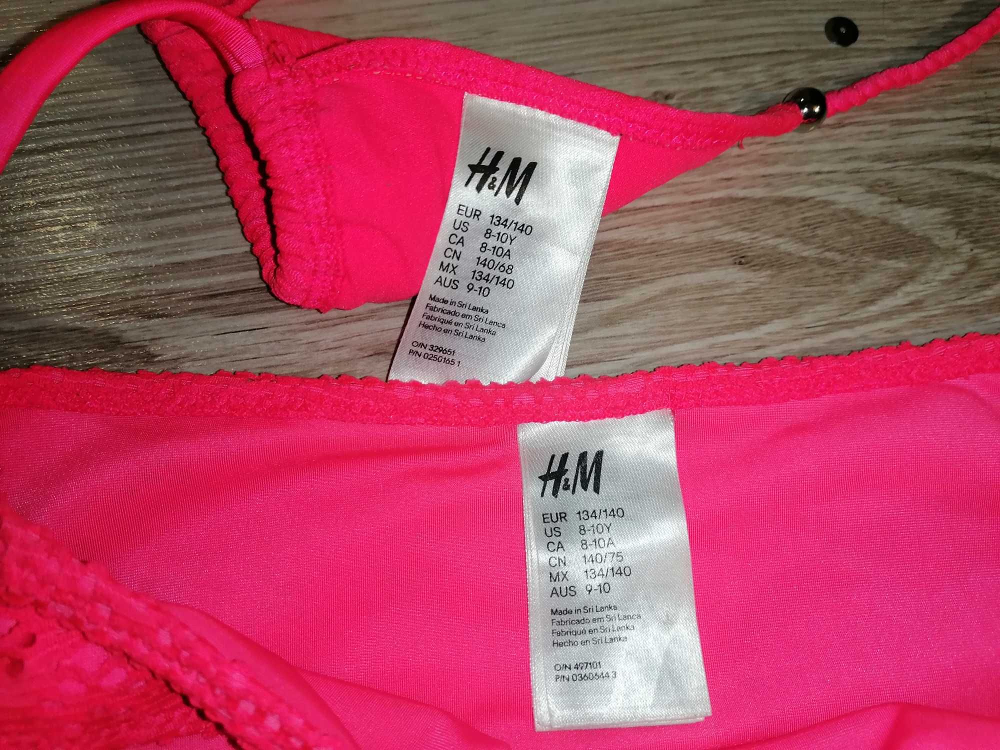 H&M, neonowy strój kapielowy, 2 częściowy, r. 134/140