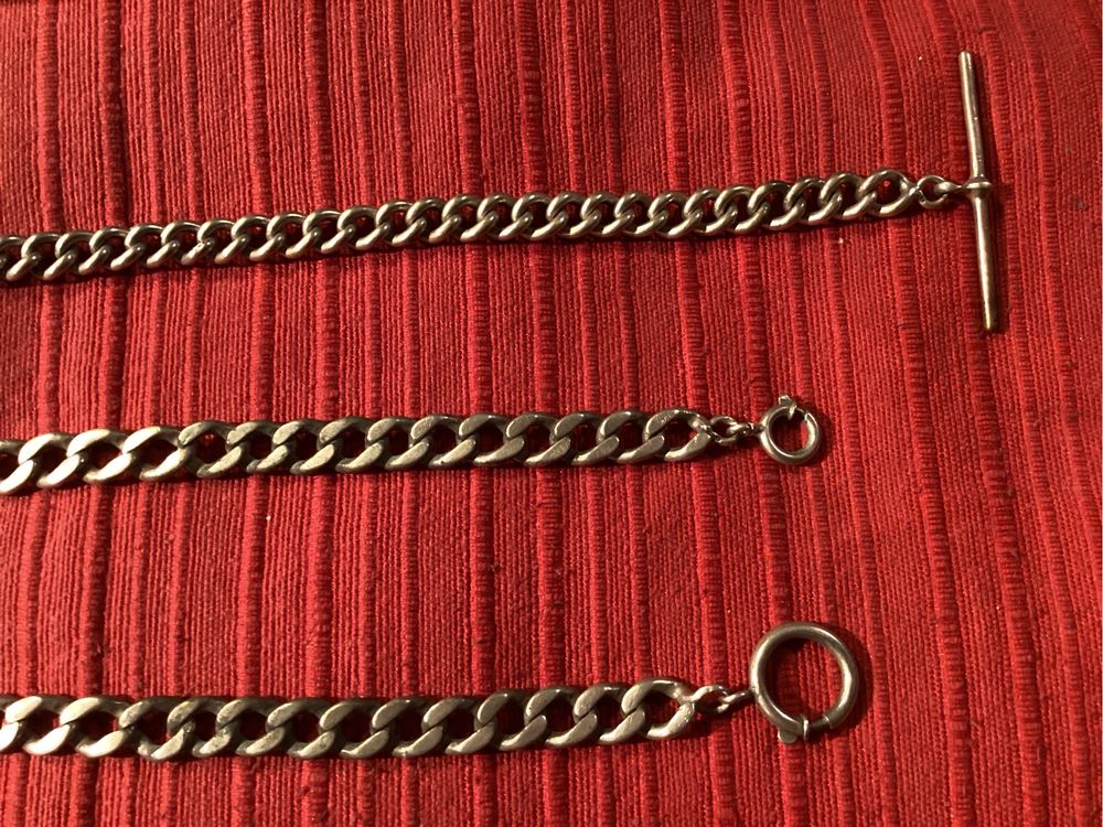 Prata 5 peças antigas. Pulseiras e cordões de relógio. Excepcional.