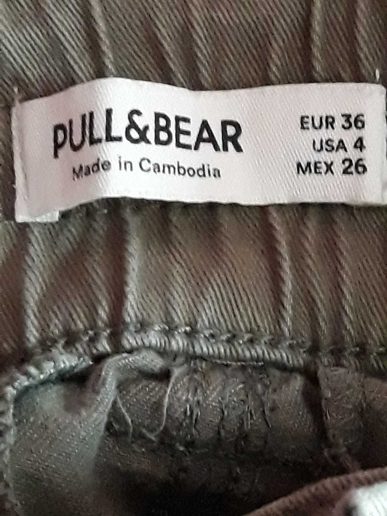 Spodnie bojówki khaki jak nowe Pull&Bear kieszenie oliwkowe r. 36
