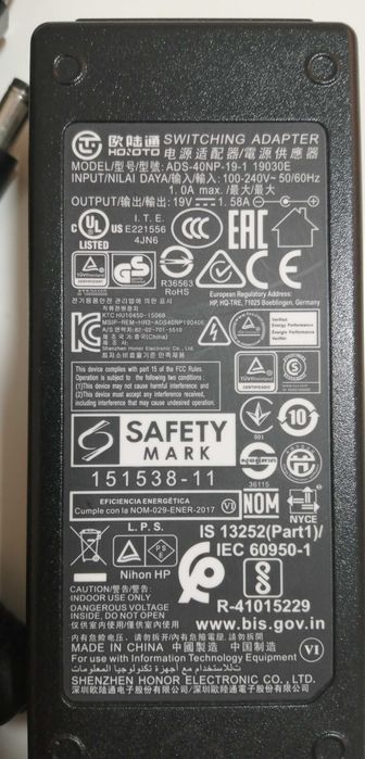 Carregador portátil HP, fonte AC monitor HP